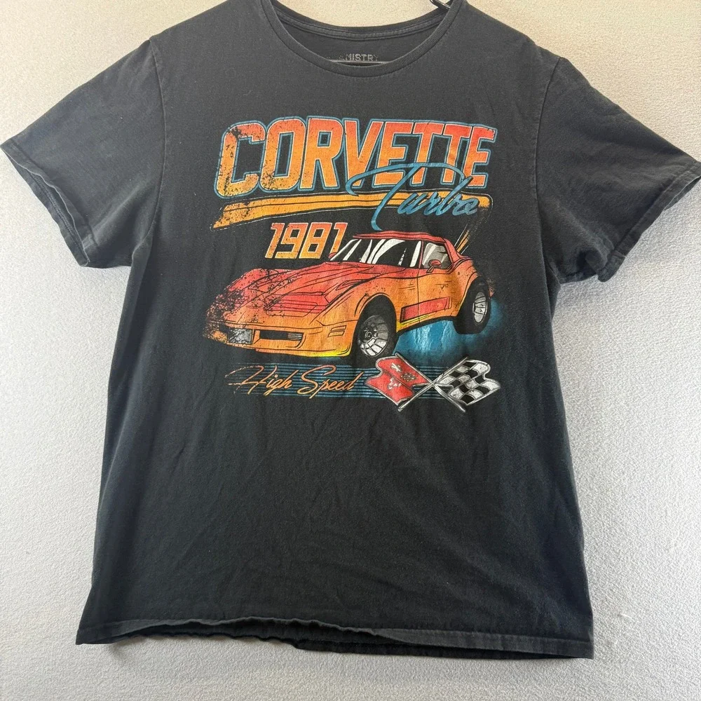 Chemistry Mens 1981 Corvette Turbo High Speed Graphic T-Shirt Black Large